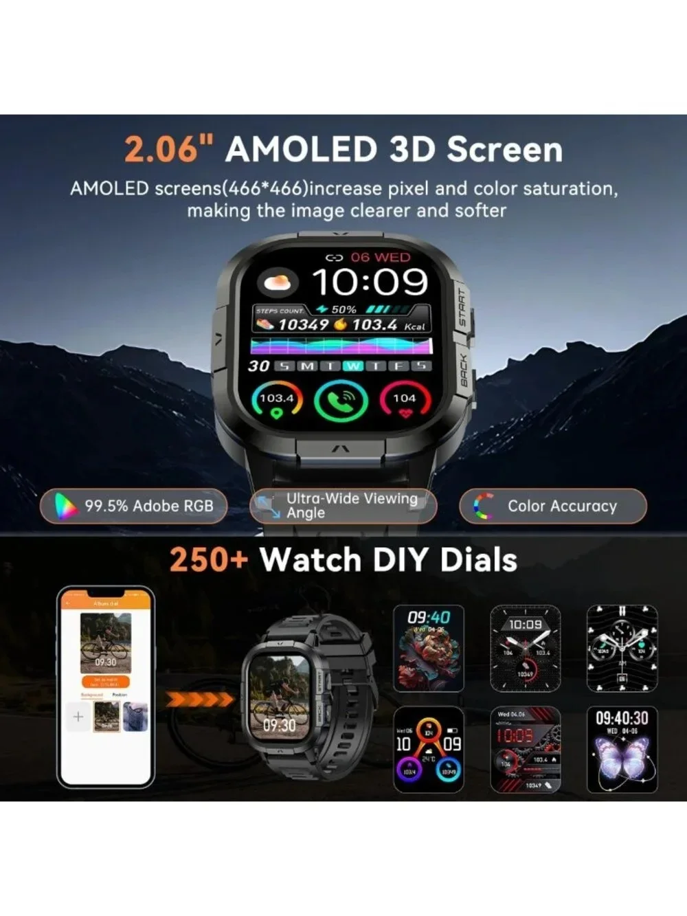 Men's Fitness Smart Watch | Waterproof Heart Rate Monitor | Call & Text Alerts
